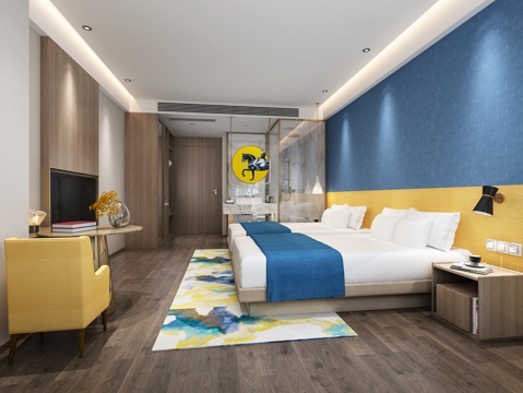  现代酒店客房3d模型 