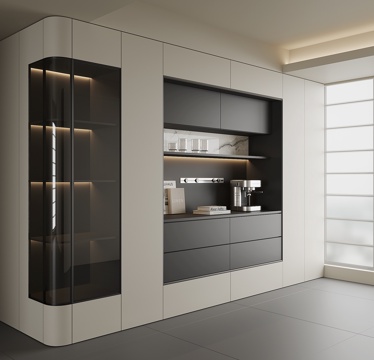 现代酒柜餐边柜su模型