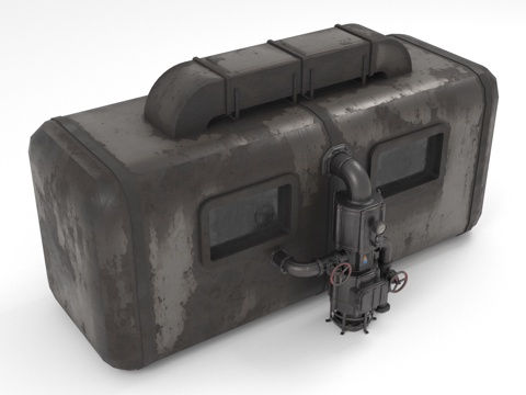  工业熔炉 金属箱体 管道阀门 机械装置3d模型 