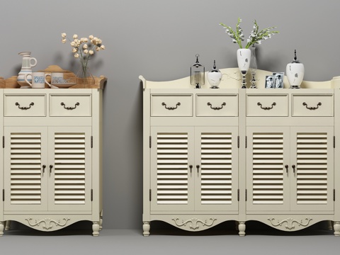  美式现代美式鞋柜组合3d模型 