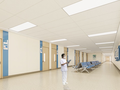 现代医院_医院大厅_候诊区_楼道_过道_休息区su模型