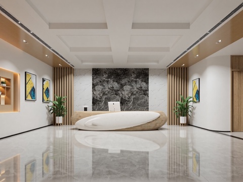 现代大厅  接待区su模型