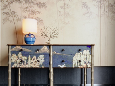  新中式玄关柜 边柜3d模型 