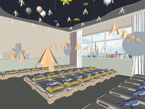 家装 床 寝室 公寓 单人间 宿舍su模型