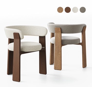 KAVEHOME 北欧中古风单椅组合 餐椅 休闲椅 扶手椅su模型