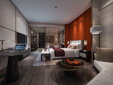  现代酒店客房3d模型 