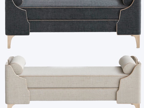  简欧布艺脚踏3d模型 