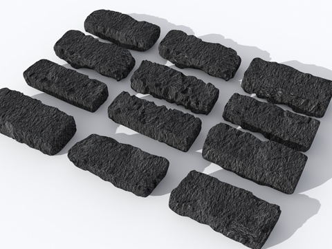 破损石头 景观石头 条石 条石座凳 景石 台阶石头 石块su模型