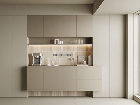 现代餐边柜酒柜su模型