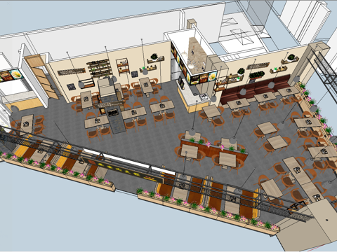现代餐饮餐厅全案设计su模型