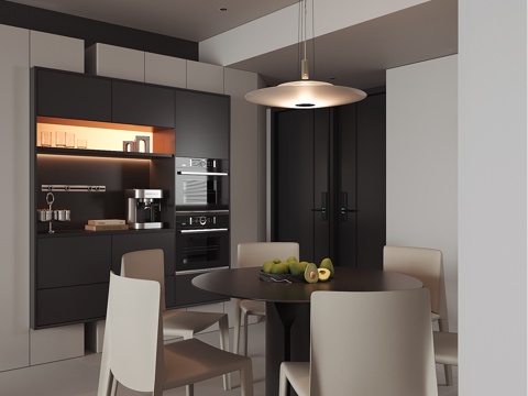 现代家居餐厅su模型