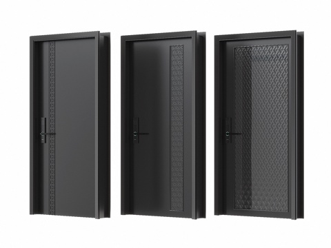 现代防盗门su模型