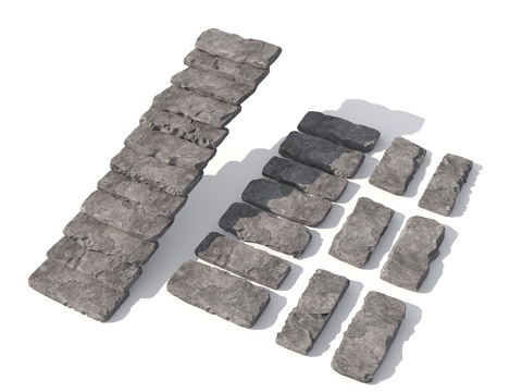 青石板台阶 公园台阶 老石板台阶 乡村毛石台阶 自然石板台阶su模型