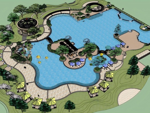 公园模型 园林景观模型 广场方案设计 园林方案设计su模型