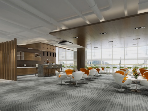  现代茶水间 公司茶水间 休息区3d模型 