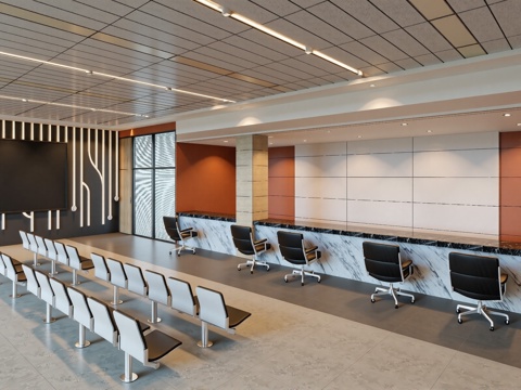 现代大厅  接待区su模型