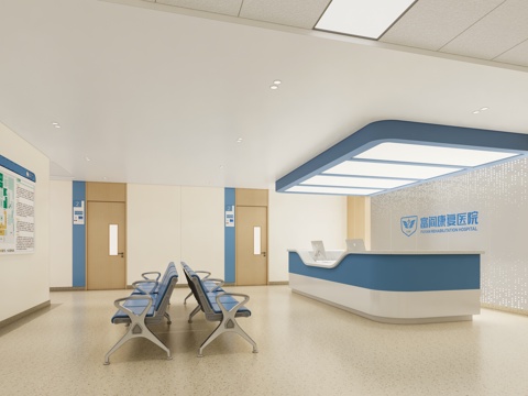 现代医院_医院大厅_医院分诊台_医院护士站_候诊区_分诊台su模型