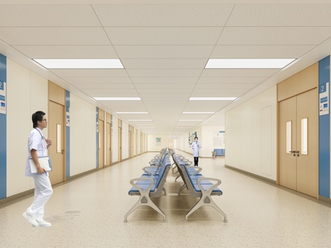 现代医院_医院大厅_医院楼道_过道_住院部_休息区su模型