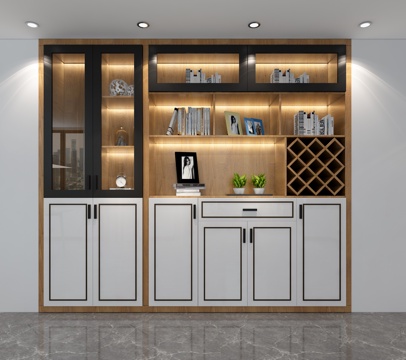  现代酒柜 餐厅酒柜 现代实木酒柜3d模型 