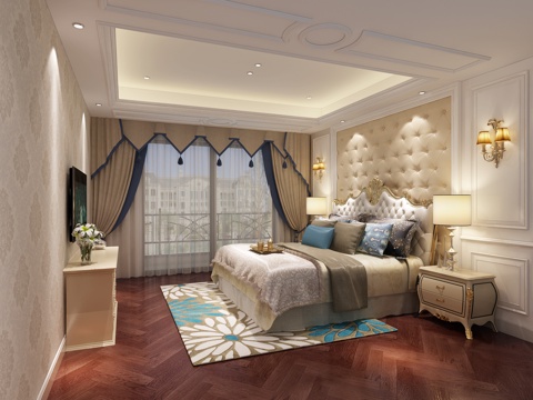  欧式古典欧式卧室床头柜3d模型 