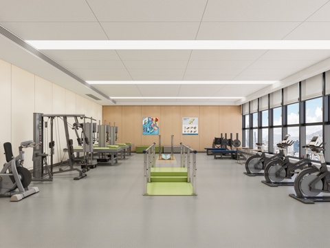 现代医院_医院康复室_养老院_康复室_健身房su模型