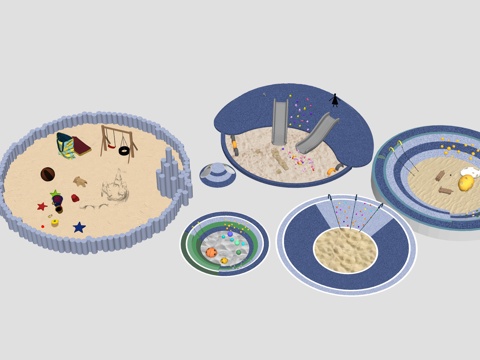 现代儿童沙池 儿童活动场地 攀爬坡 滑梯 儿童乐园su模型