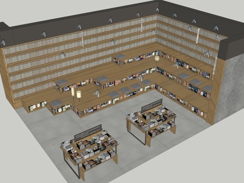  趣味阅读室书店su模型 