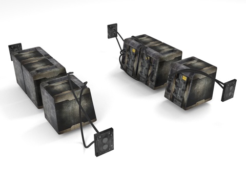  电池组 电源模块 工业设备 电缆连接3d模型 