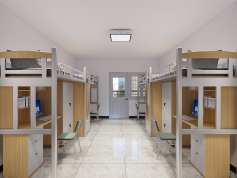 家装 床 寝室 公寓 单人间 宿舍su模型