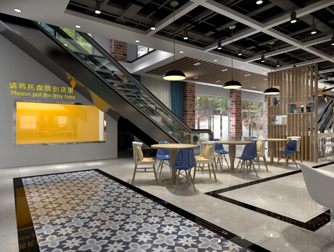  现代时尚的大学生餐厅模型较大 打开比较慢哦3d模型 