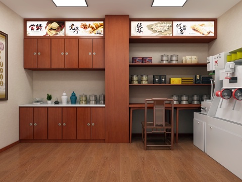  现代中药房 药店 药柜 中医药柜子 特产柜子 百宝阁 中药房3d模型 