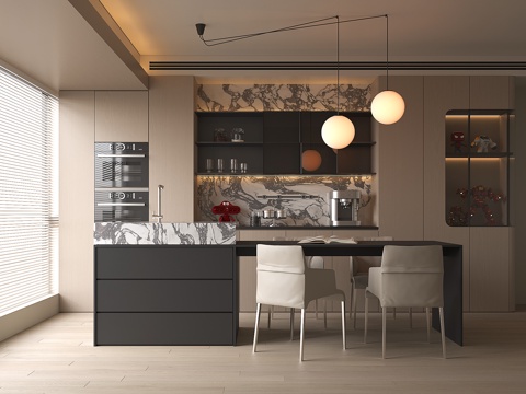 现代家居餐厅su模型