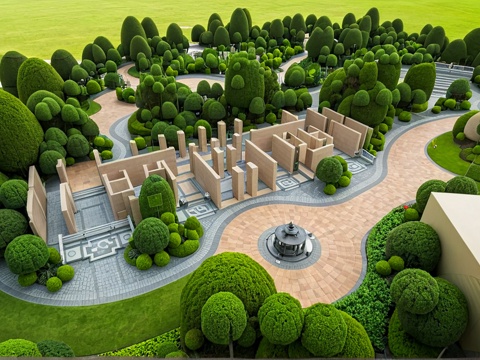 鸟瞰湖滨景观su模型