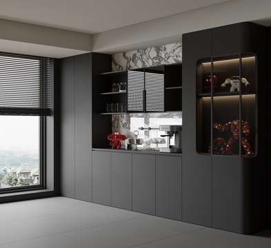  现代酒柜餐边柜su模型 