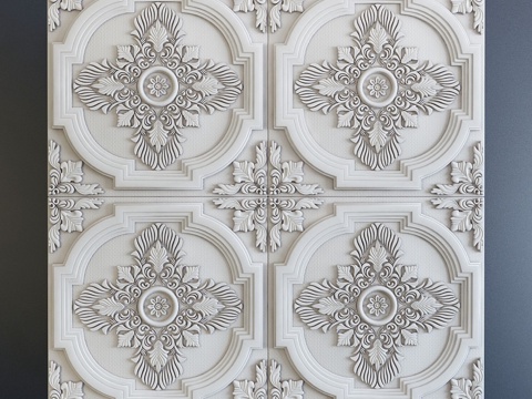  3D面板 新古典护墙板 雕花 雕刻3d模型 