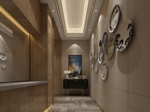  后现代玄关柜 盘子装饰品3d模型 