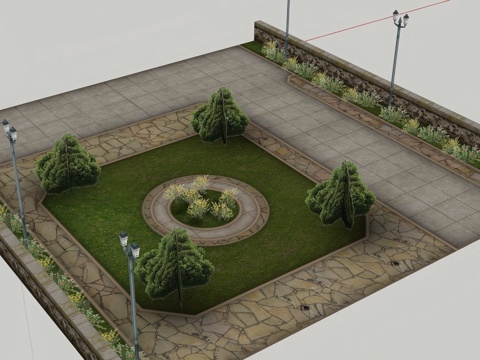 公园节点模型 园林景观模型 广场方案设计 园林方案设计su模型