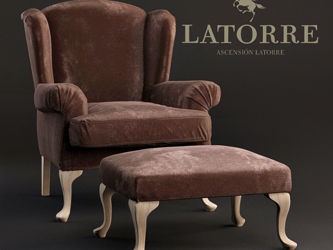  乔治·拉托雷Ascension扶手椅配脚凳3d模型 