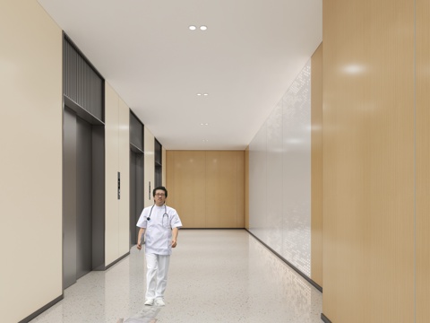 现代医院_医院电梯间_电梯间_过道su模型