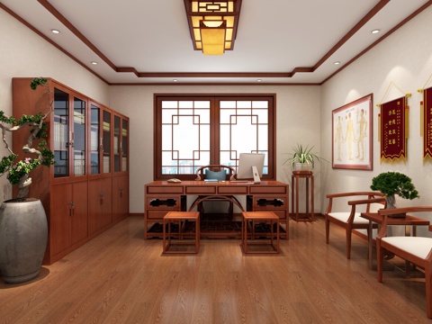  中医诊疗室 诊疗室 医院诊室 医疗检查桌 资料柜 医疗设备器3d模型 