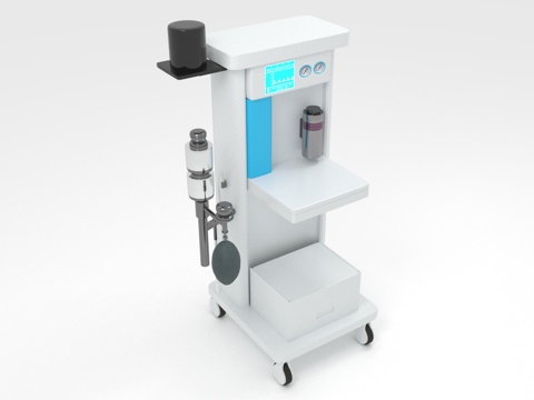 医疗推车 监护设备 仪器支架 移动工作站 氧气瓶架3d模型 