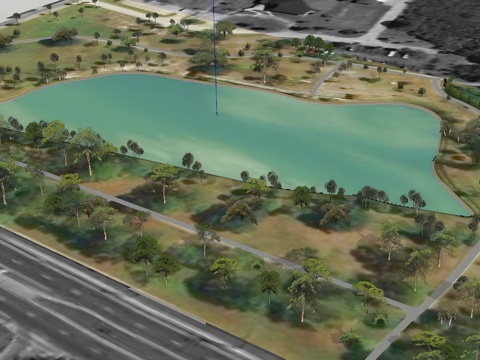 湖泊景区模型 园林景观模型 广场方案设计 园林方案设计su模型