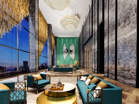  现代酒店大堂3d模型 