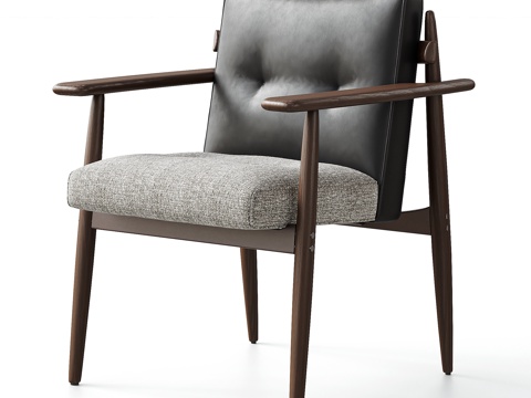 MINOTTI TRIO 现代单椅组合 餐椅 扶手椅 皮革su模型