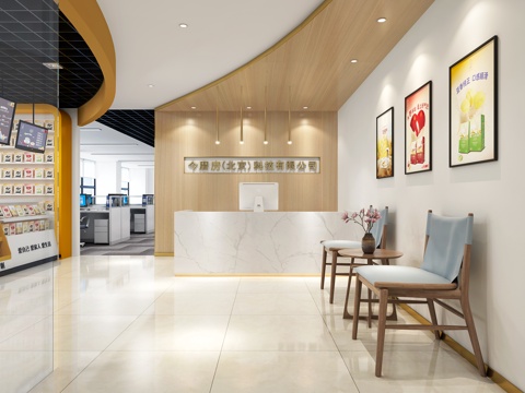  现代食品公司前厅3d模型 