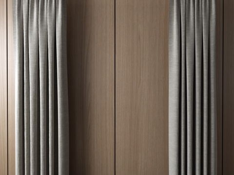  现代窗帘 挂帘 双层帘 纱帘 布帘3d模型 