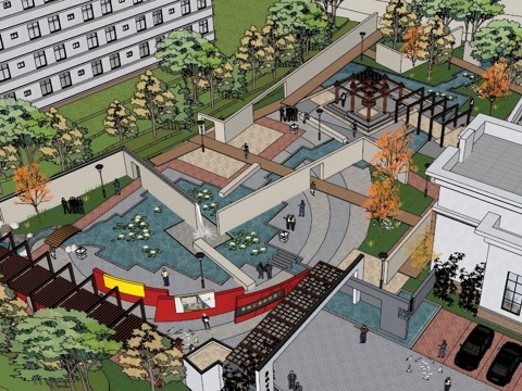 公园精细模型 园林景观模型 广场方案设计 园林方案设计su模型