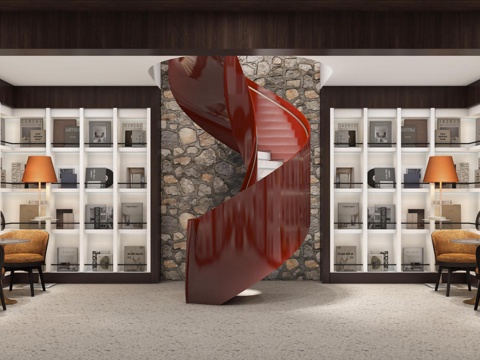  现代书吧阅览室美术室文化书店网红打卡古建改造展览馆博物馆文创3d模型 