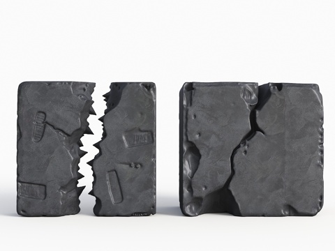 破损石头 裂缝墙 断裂墙 景观石头 石头茶几 石墩 石块su模型