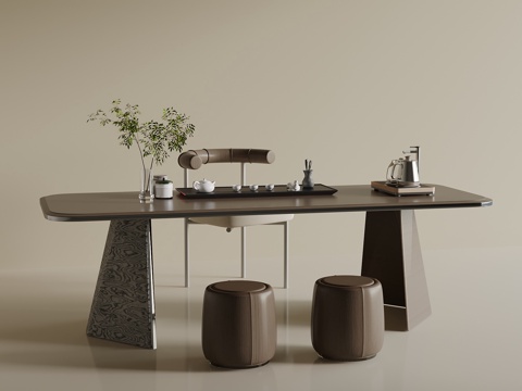  现代茶台 茶桌椅3d模型 